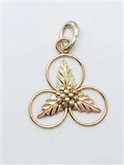 10K Solid Tri-color Black Hills Gold 3 Leaf Pendant